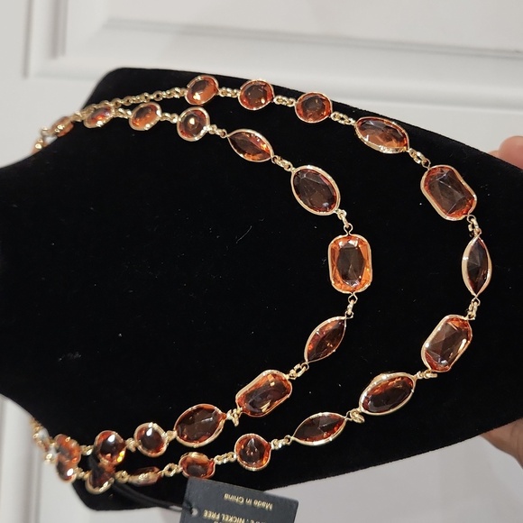 🔹️House of Harlow 🔹️1960 Gold and Amber Orange Gemstones   40" Necklace - Picture 8 of 8
